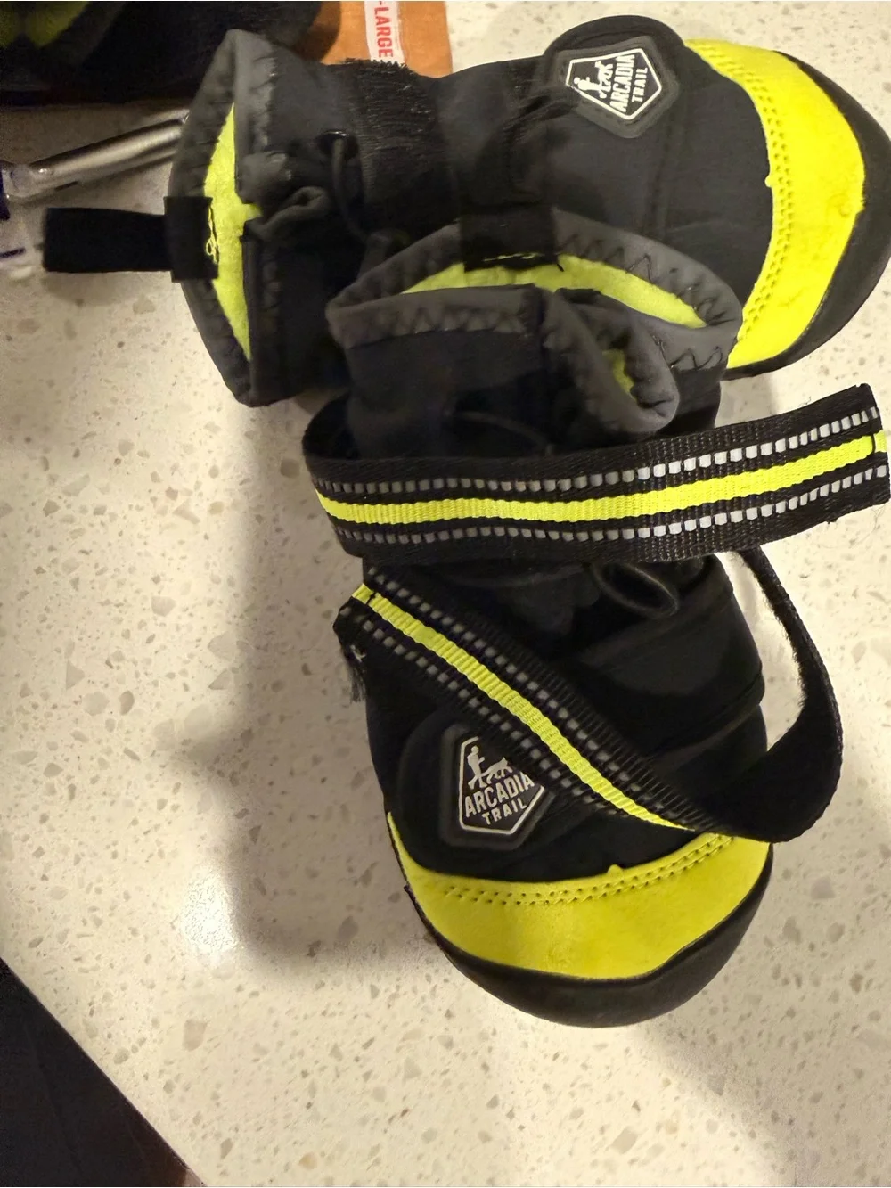 Arcadia Trail XL All-Terrain Dog Boots Black Yellow Reflective Set of 4